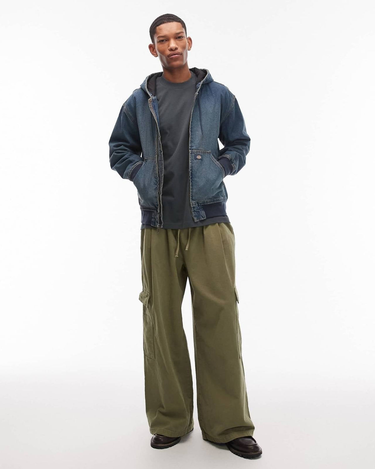 Denim Zip-Up Hoodi