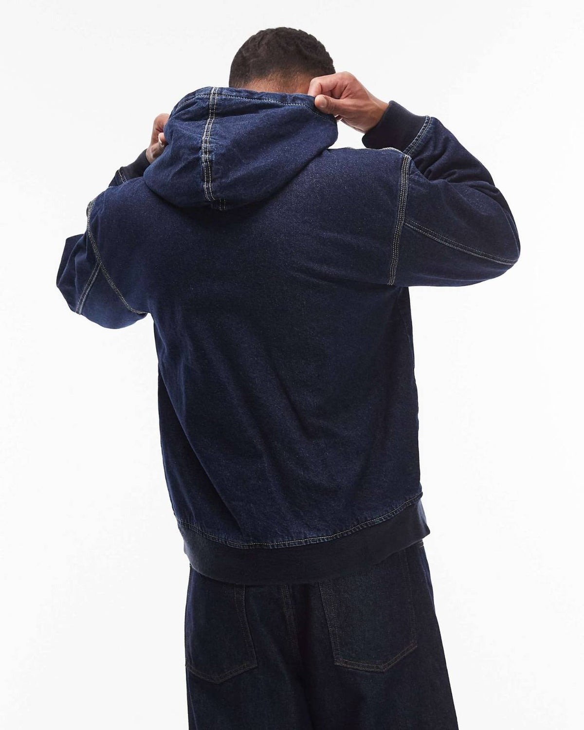 Denim Zip-Up Hoodi