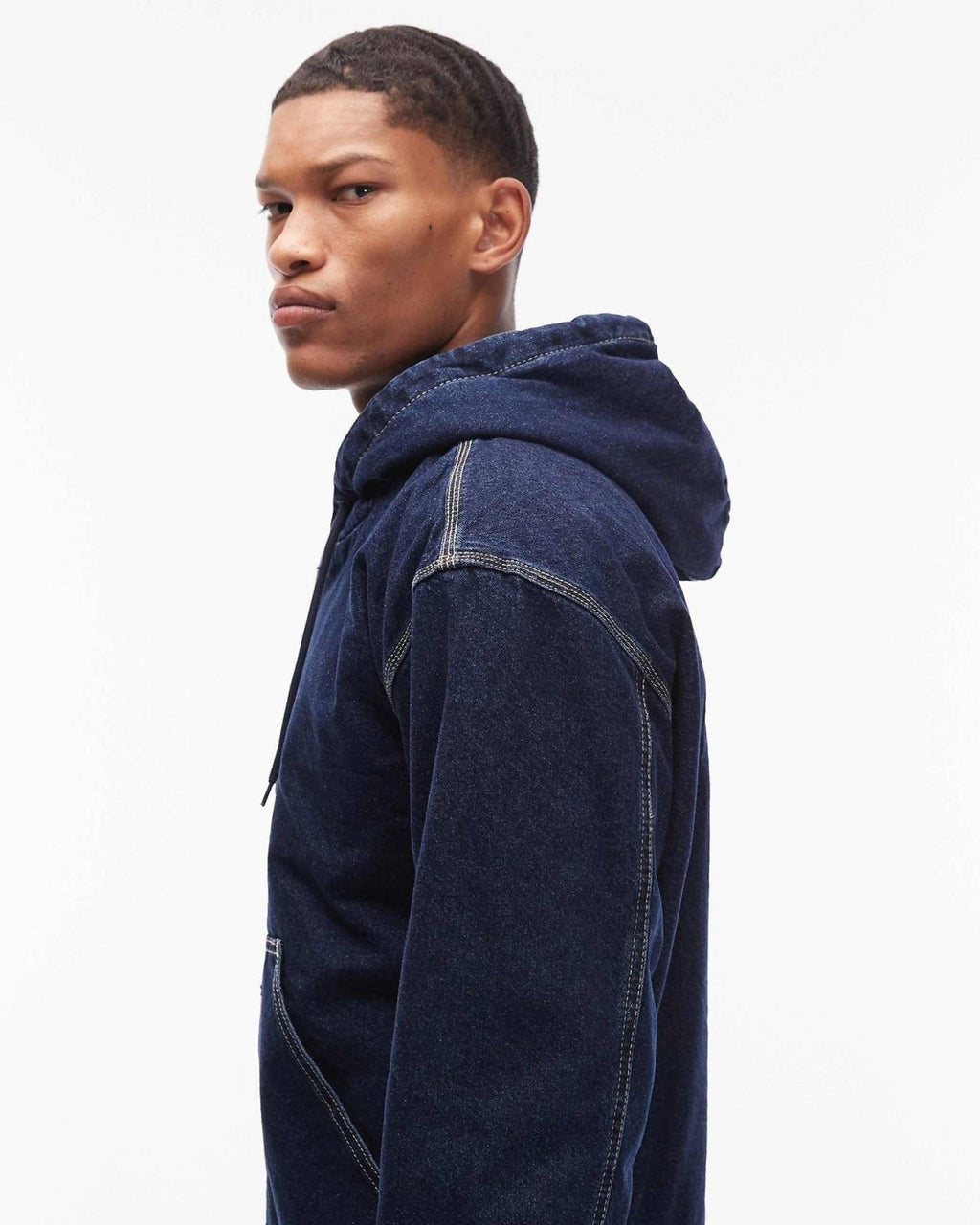 Denim Zip-Up Hoodi