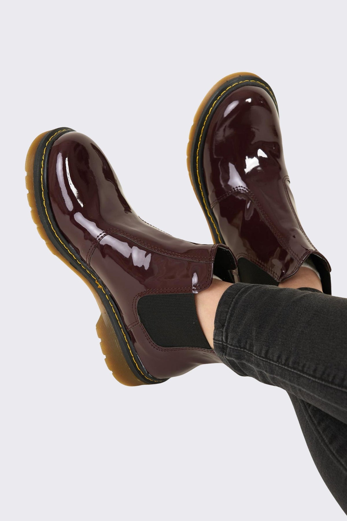 Burgundy Patent Leather Chelsea Boots Main image