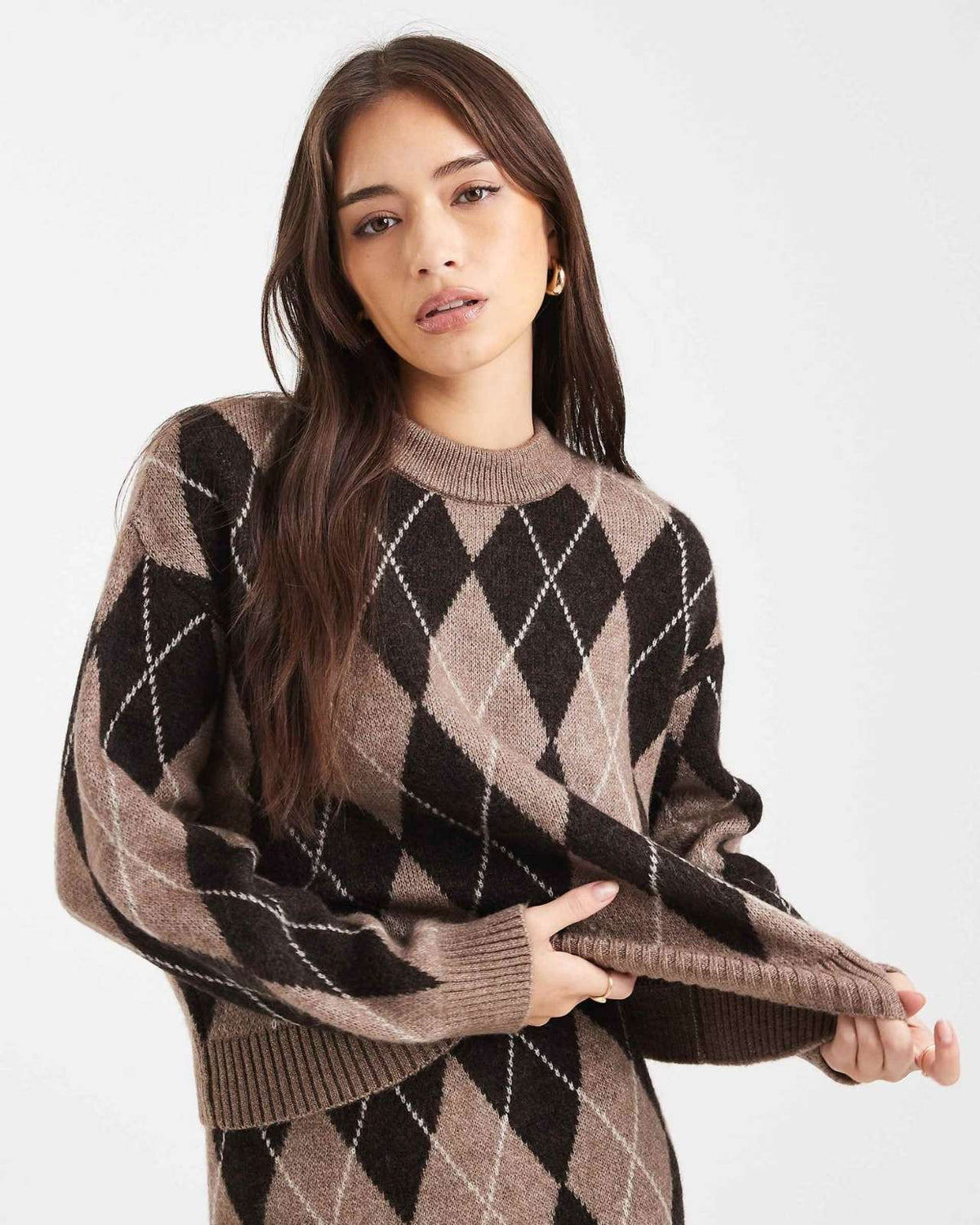 Argyle Knit Sweater & Skirt Set