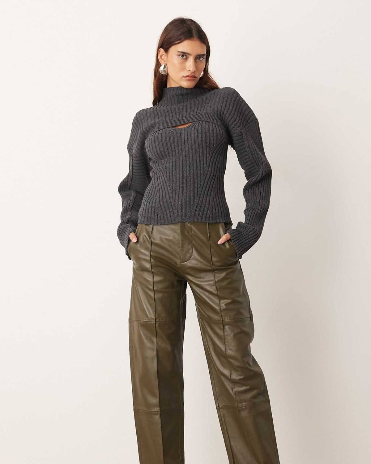 Cut-Out Ribbed Knit Sweater Main image