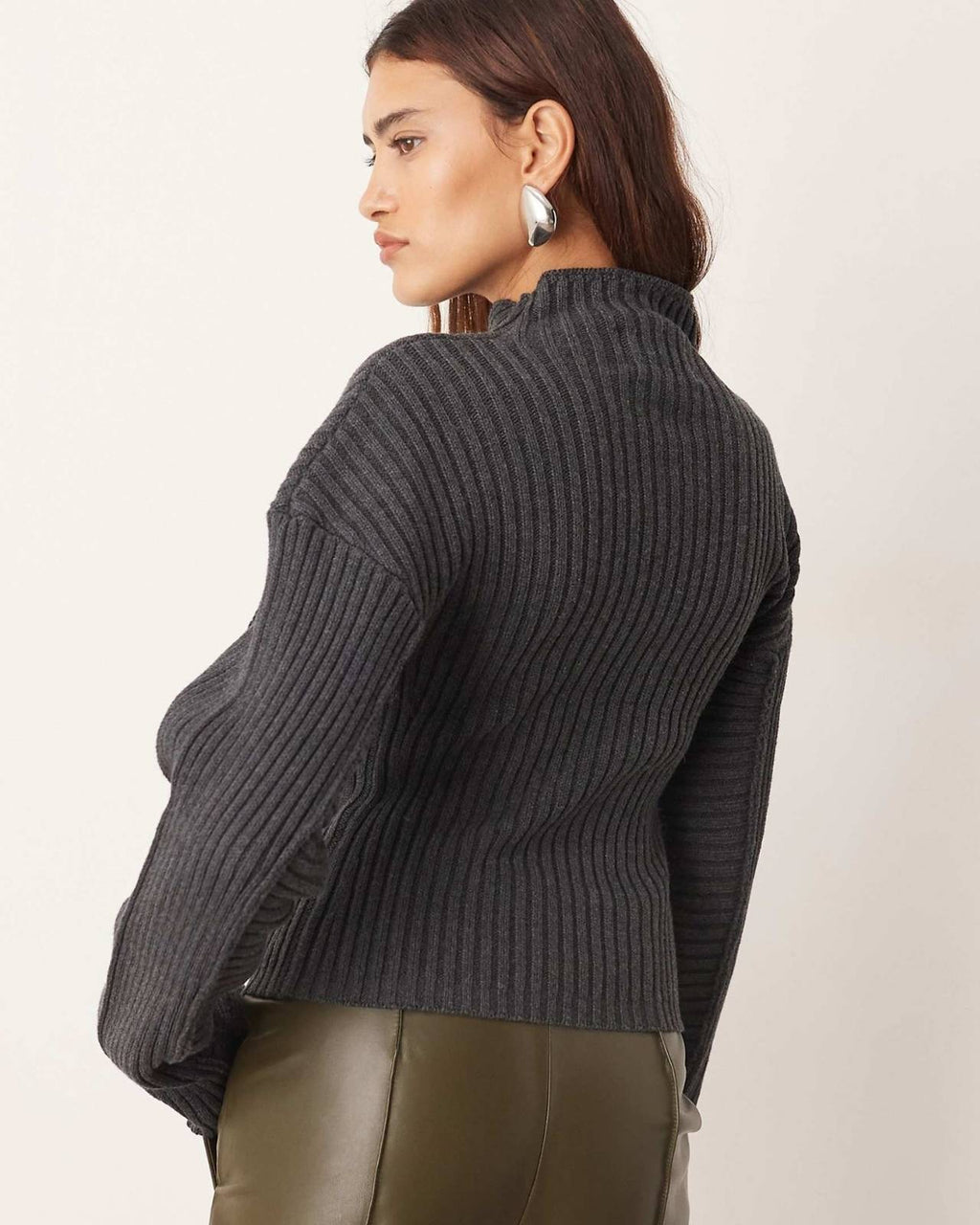 Cut-Out Ribbed Knit Sweater