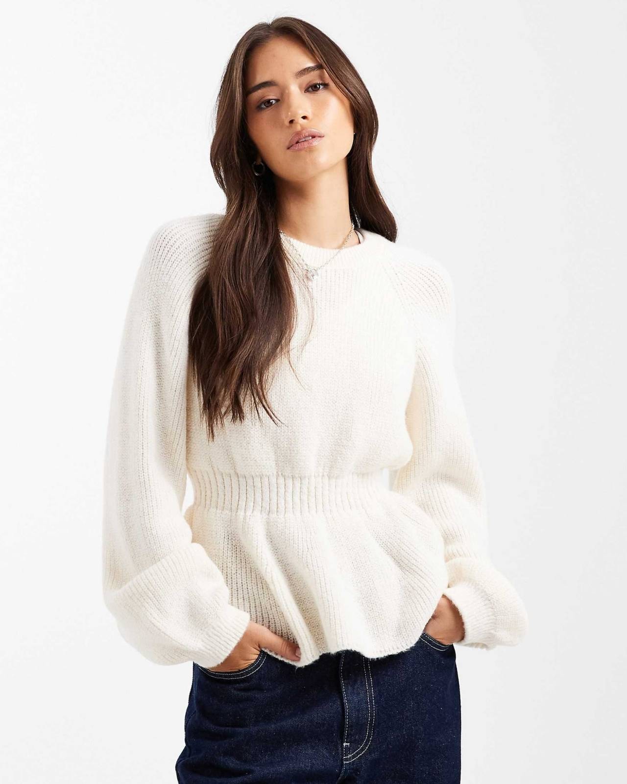 Cinched Waist Knit Sweater Secondary image