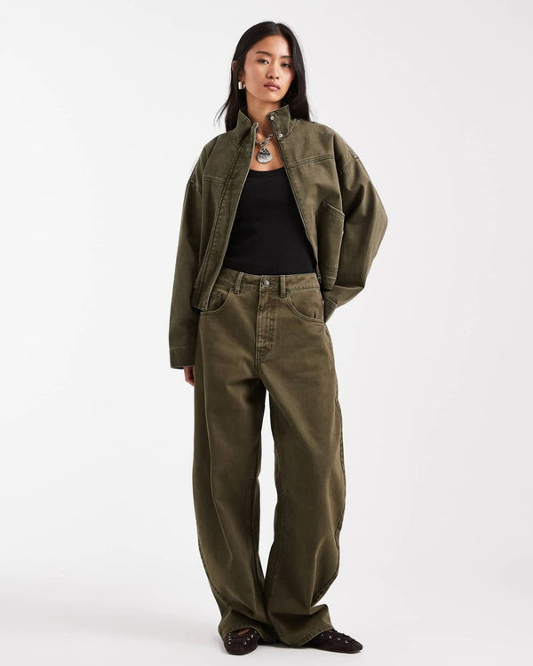 Relaxed Utility Wide-Leg Pants
