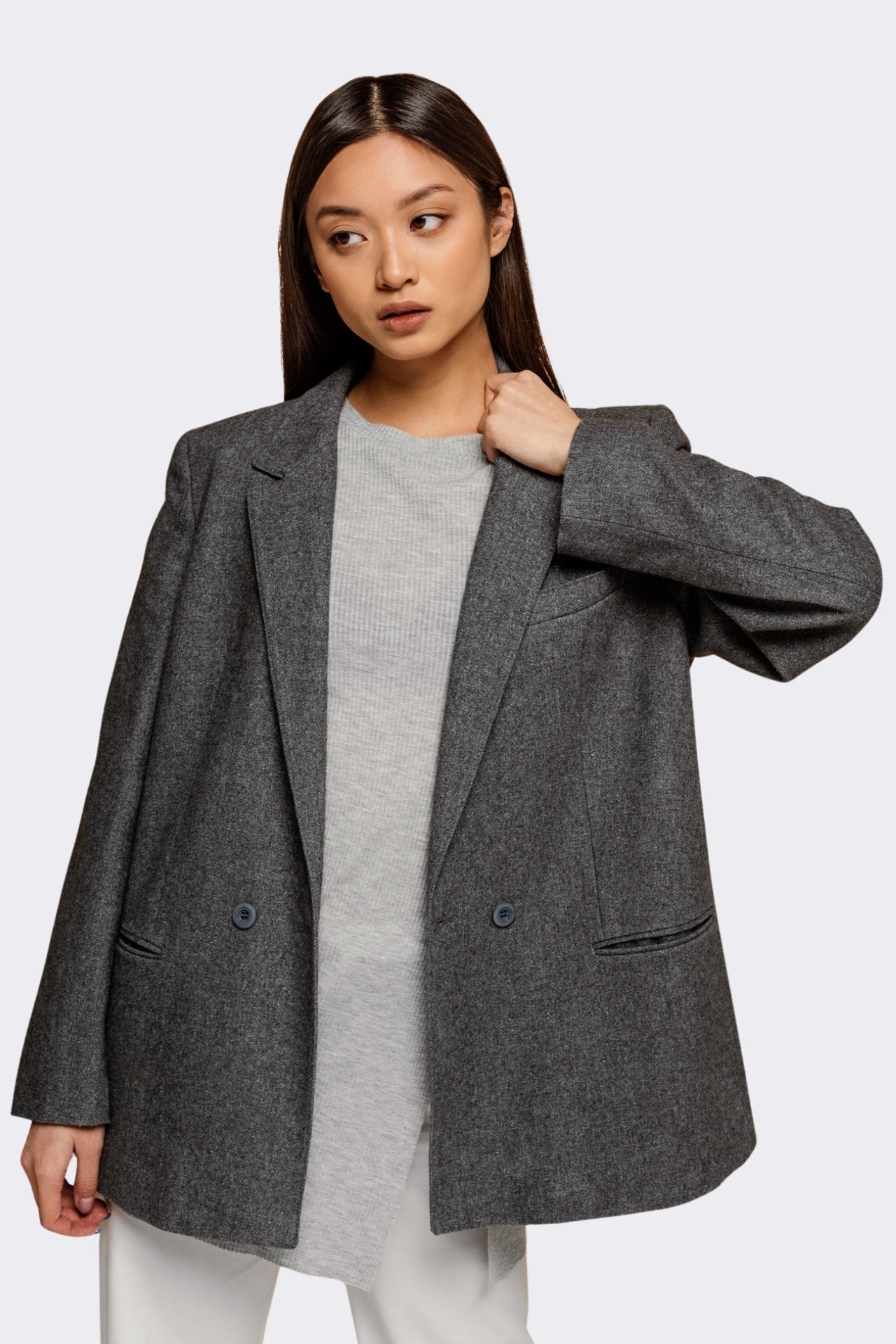 Classic Oversized Gray Blazer Secondary image